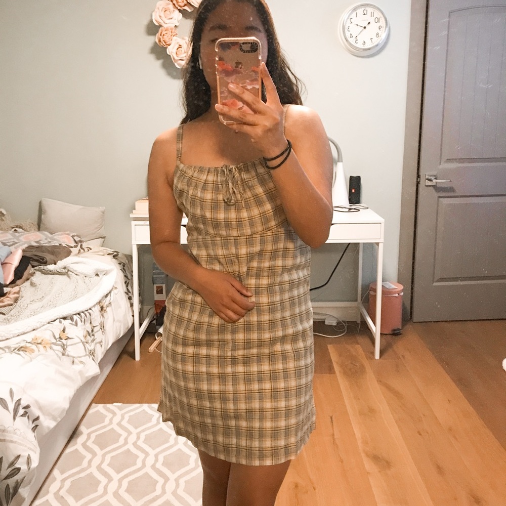 uo plaid linen dress